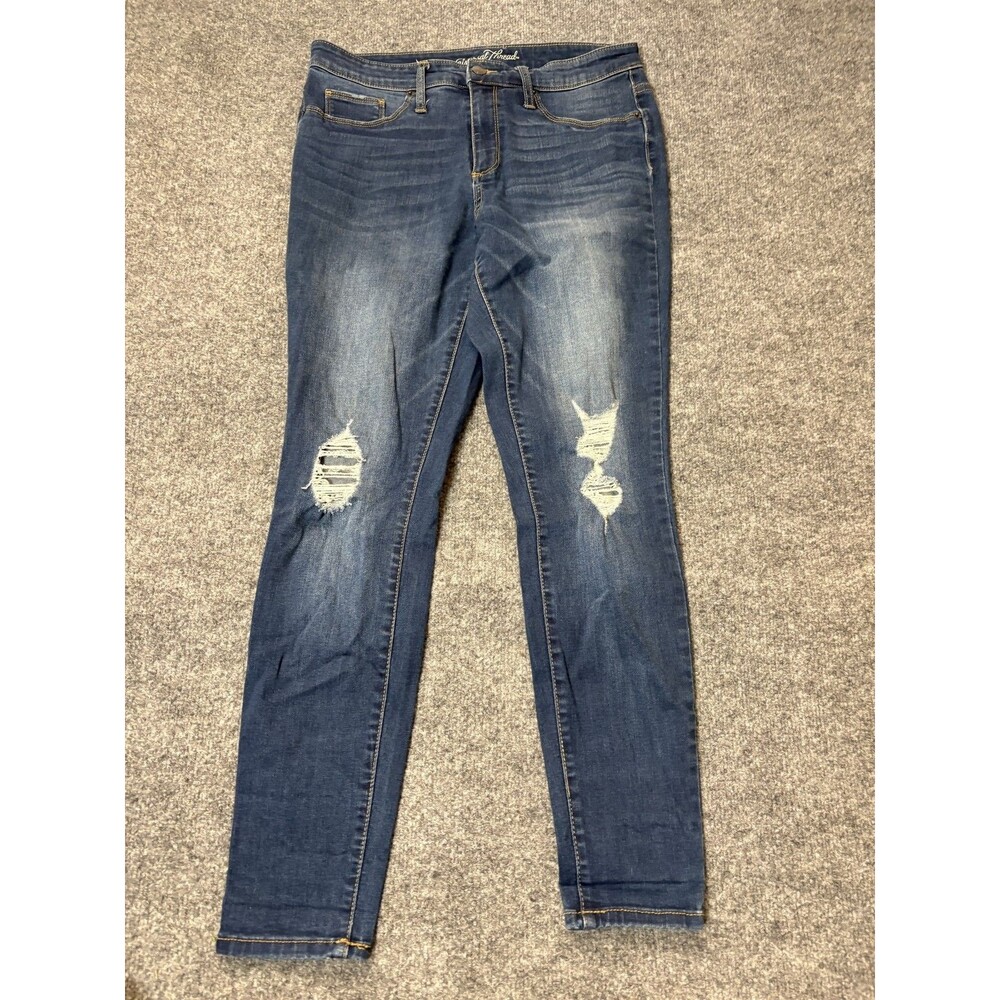 Universal Thread Skinny Jeans Womens 12 32x28 Blue Distressed Stretch Denim